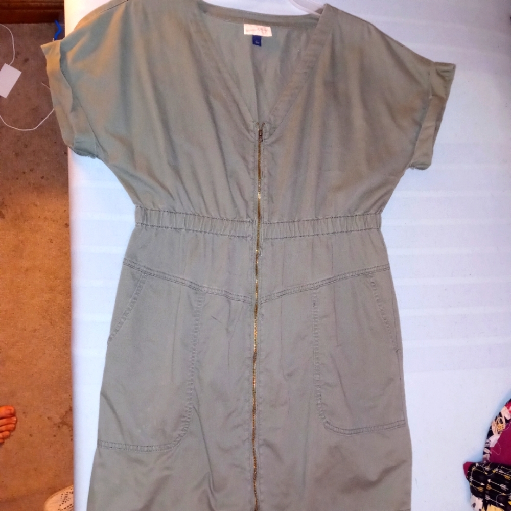 Army Green, Zip-up Dress